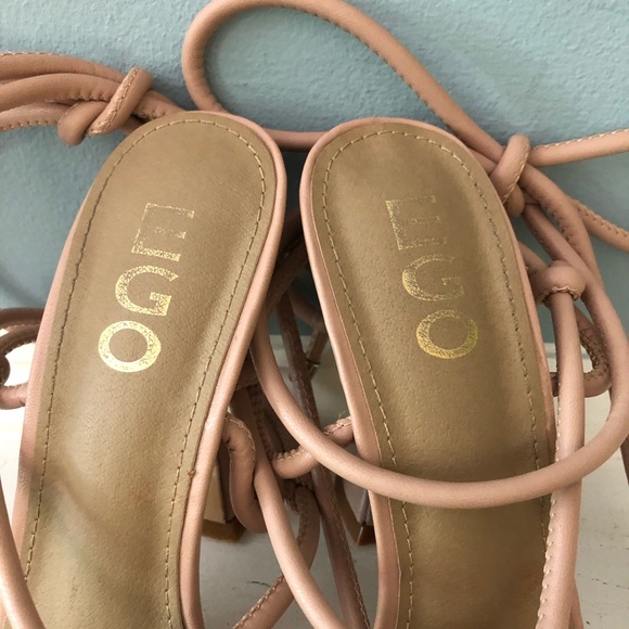 EGO Pale Pink My Angels Square Toe Lace-Up Sculptured Heel Sandals - Picture 8 of 10